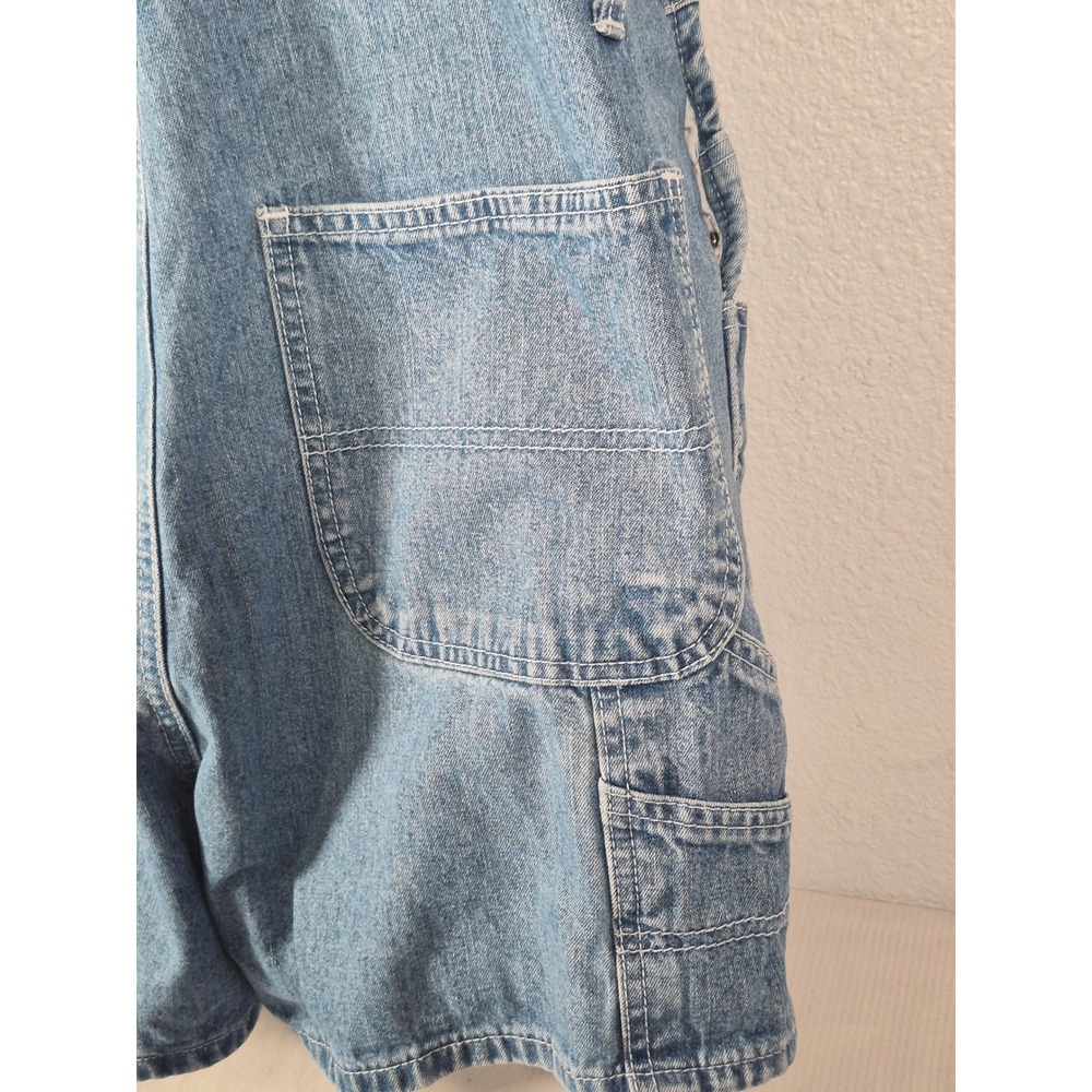New York Jeans Vintage 90s Denim Shortalls Light Wash Blue Overalls Shorts L - Picture 7 of 10